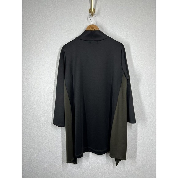 Comfy USA Asymmetric Swing Tunic Top Large L Color Block Mock Neck - Picture 6 of 7